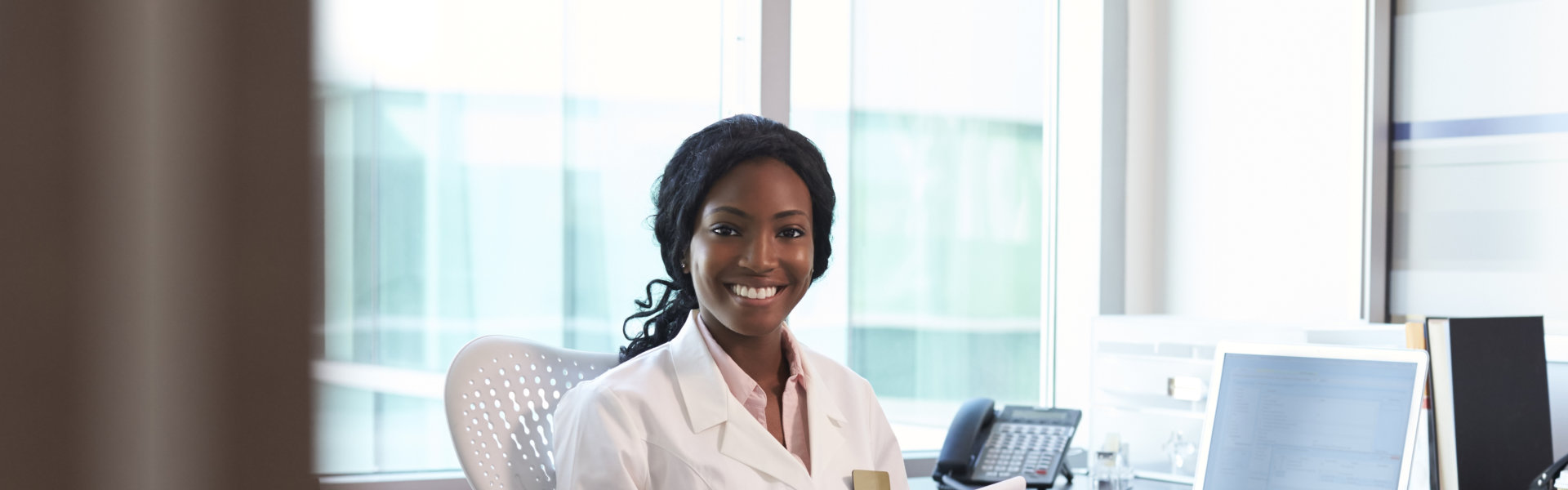 a female doctor smiling